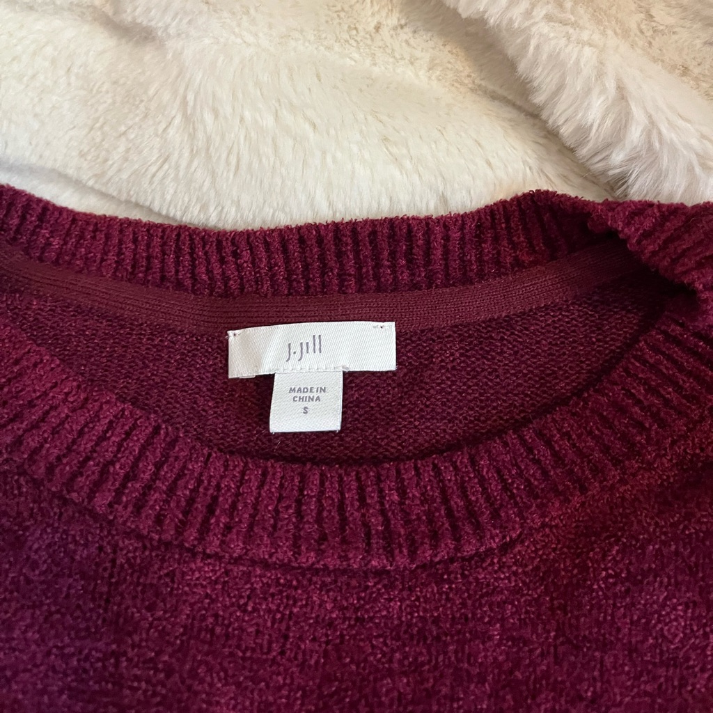 J. Jill Womens S Chenille Dark Merlot Wine Red Soft Tunic Knit Winter Sweater